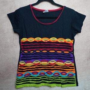 MED Colorful Applique Wave Top Fitted y2k